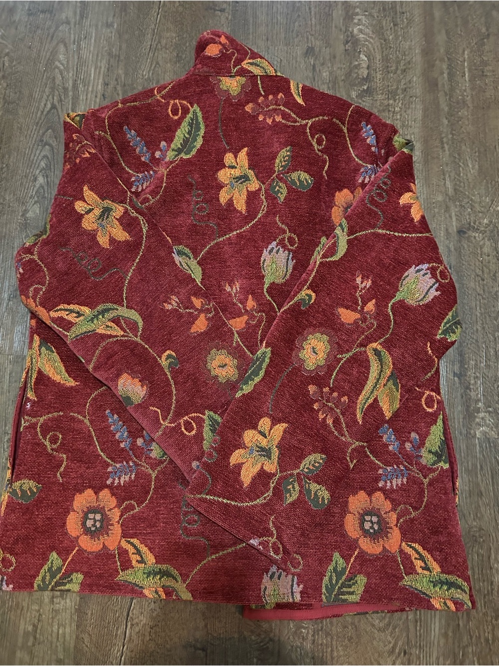 Flashback Red Floral Zip-Front Jacket - Picture 2 of 3